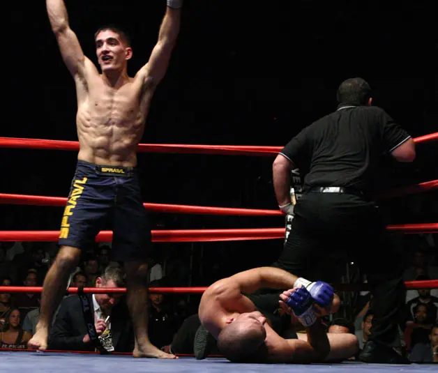 Marcos Avellan celebrating after his successful MMA debut